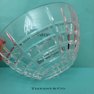 Tiffany & Co. Plaid Cut Round Crystal Bowl | 4.5”